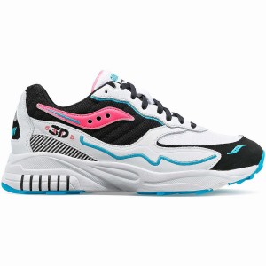 Saucony 3D Grid Hurricane Női Utcai Cipő Fehér Fekete Rózsaszín | Hungary S79654-F72