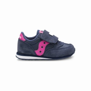 Saucony Baby Jazz Hook & Loop Gyerek Utcai Cipő Sötétkék Rózsaszín | Hungary S73064-W46