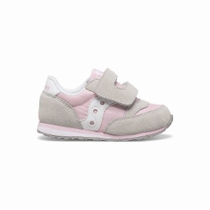 Saucony Baby Jazz Hook & Loop Gyerek Utcai Cipő Szürke Rózsaszín Fehér | Hungary S05381-T20