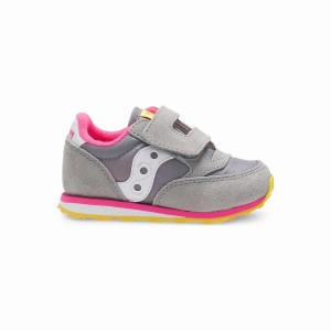 Saucony Baby Jazz Hook & Loop Gyerek Utcai Cipő Szürke Rózsaszín | Hungary S73169-Y43