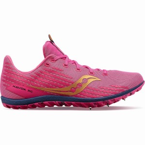 Saucony Havok XC 3 Spike Női Szöges Cipő Rózsaszín Sötétkék | Hungary S53678-X35