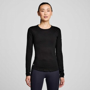 Saucony Peregrine Merino Long Sleeve Női Póló Fekete | Hungary S93082-M10