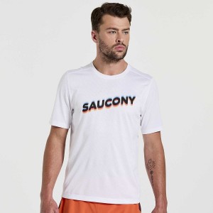 Saucony Stopwatch Grafika Rövid Sleeve Férfi Póló Fehér | Hungary S45970-Q08