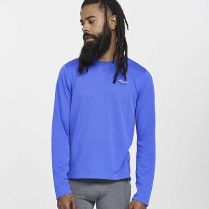 Saucony Stopwatch Long Sleeve Férfi Póló Kék | Hungary S42593-J20