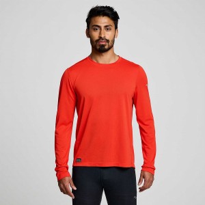 Saucony Stopwatch Long Sleeve Férfi Póló Piros | Hungary S40216-S58