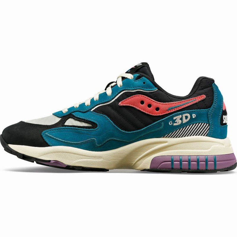 Saucony 3D Grid Hurricane Midnight Swimming Férfi Utcai Cipő Zöld Fekete | Hungary S96418-Y83