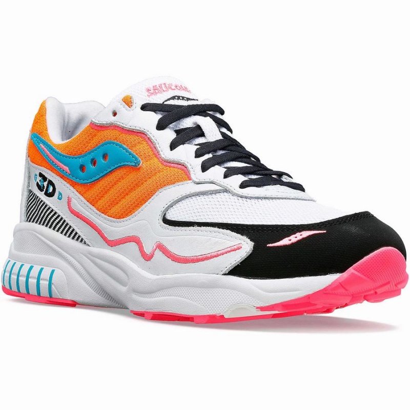 Saucony 3D Grid Hurricane Női Utcai Cipő Fehér Narancssárga | Hungary S48093-D91