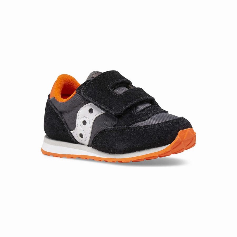 Saucony Baby Jazz Hook & Loop Gyerek Utcai Cipő Fekete Szürke Narancssárga | Hungary S82641-F80