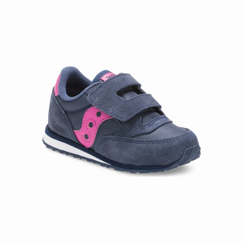 Saucony Baby Jazz Hook & Loop Gyerek Utcai Cipő Sötétkék Rózsaszín | Hungary S73064-W46