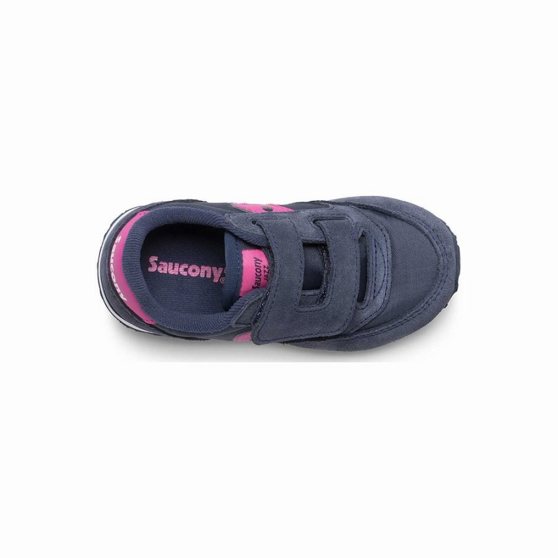 Saucony Baby Jazz Hook & Loop Gyerek Utcai Cipő Sötétkék Rózsaszín | Hungary S73064-W46