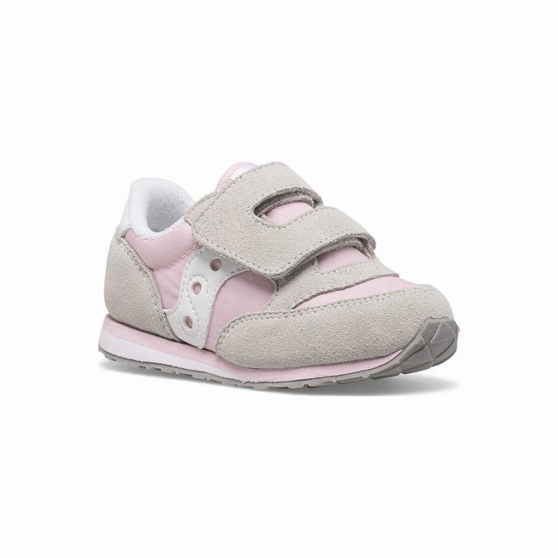 Saucony Baby Jazz Hook & Loop Gyerek Utcai Cipő Szürke Rózsaszín Fehér | Hungary S05381-T20