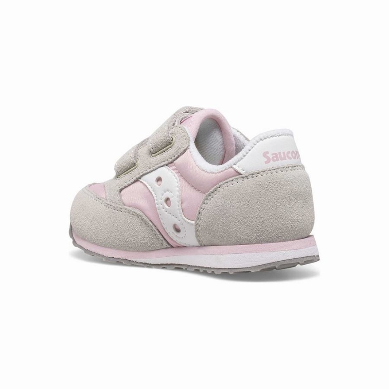 Saucony Baby Jazz Hook & Loop Gyerek Utcai Cipő Szürke Rózsaszín Fehér | Hungary S05381-T20