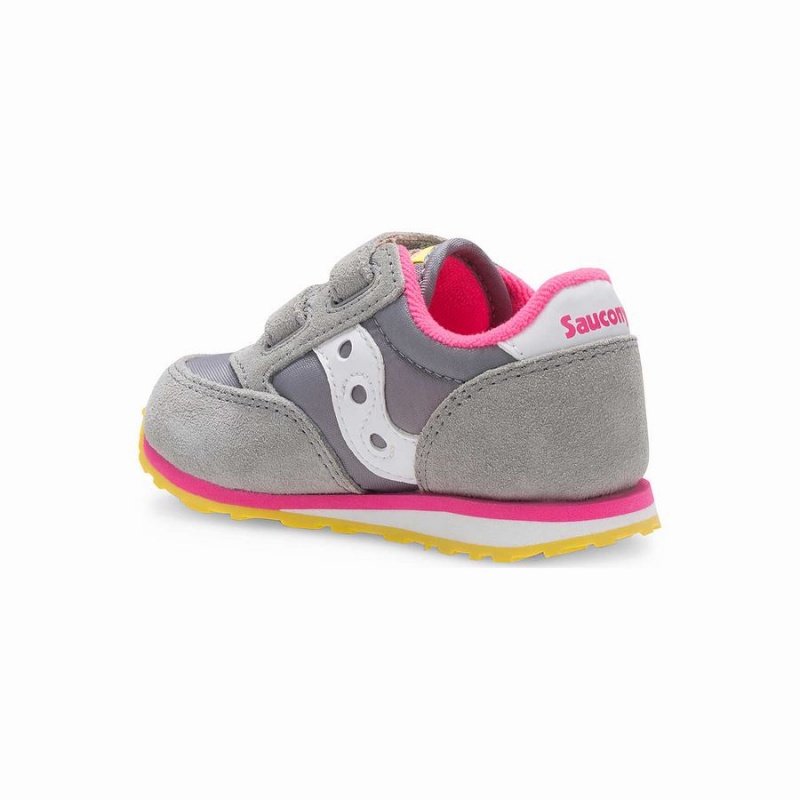 Saucony Baby Jazz Hook & Loop Gyerek Utcai Cipő Szürke Rózsaszín | Hungary S73169-Y43