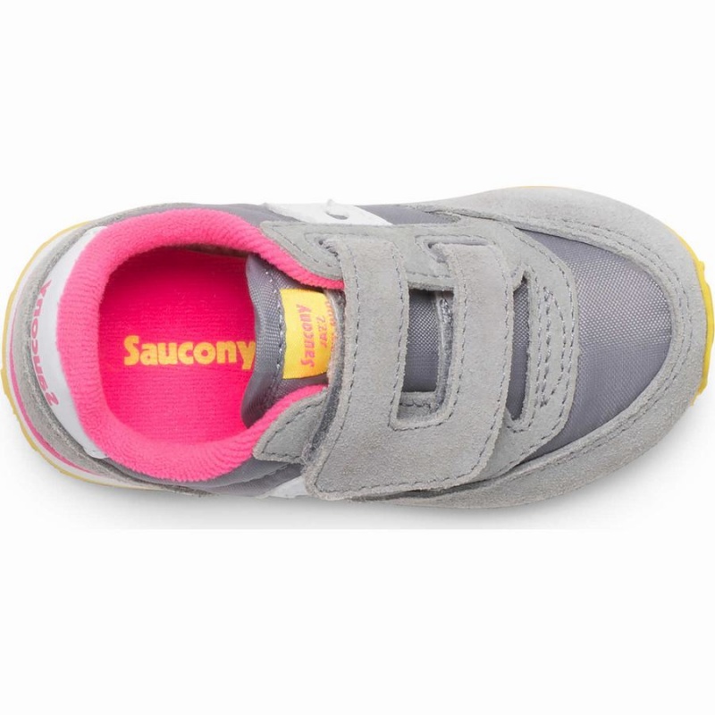 Saucony Baby Jazz Hook & Loop Gyerek Utcai Cipő Szürke Rózsaszín | Hungary S73169-Y43