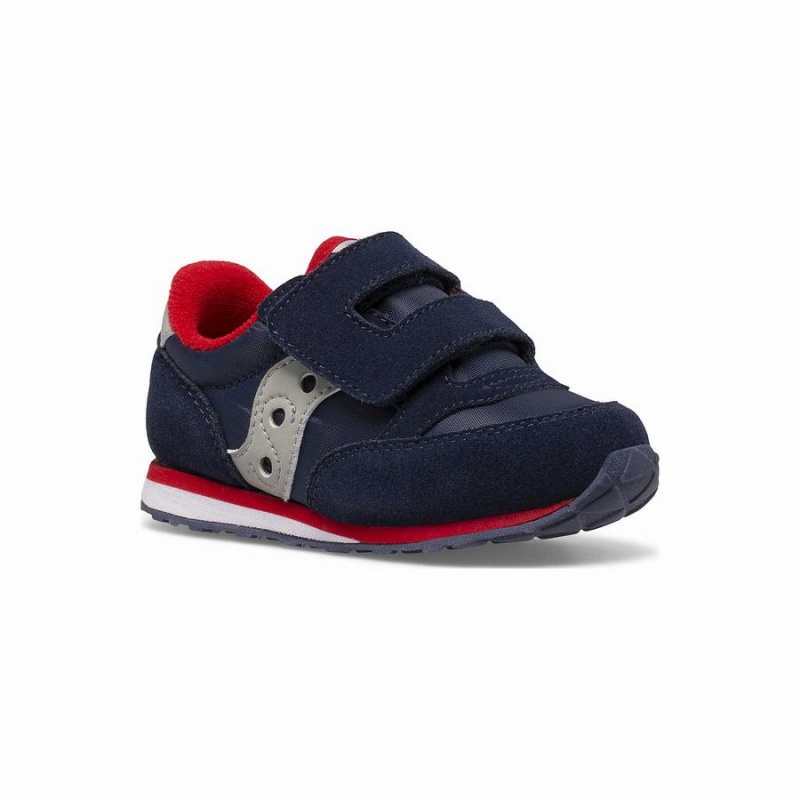 Saucony Baby Jazz Hook & Loop Gyerek Utcai Cipő Sötétkék Szürke Piros | Hungary S17536-X43