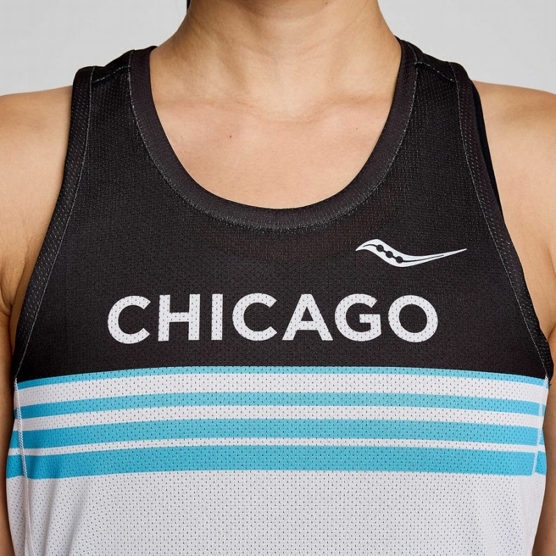 Saucony Chicago Stopwatch Singlet Női Trikó Fehér Fekete | Hungary S32971-C96