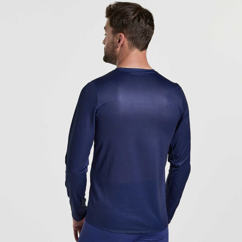 Saucony Elite Long Sleeve Férfi Póló Sötétkék | Hungary S67438-U82