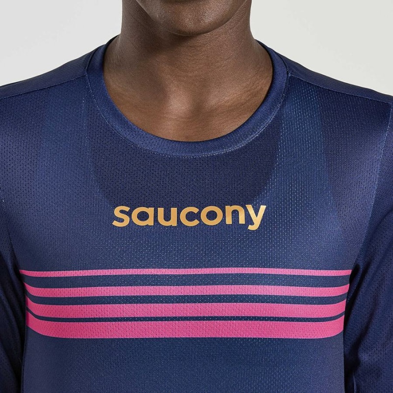 Saucony Elite Long Sleeve Női Póló Sötétkék | Hungary S81259-M51