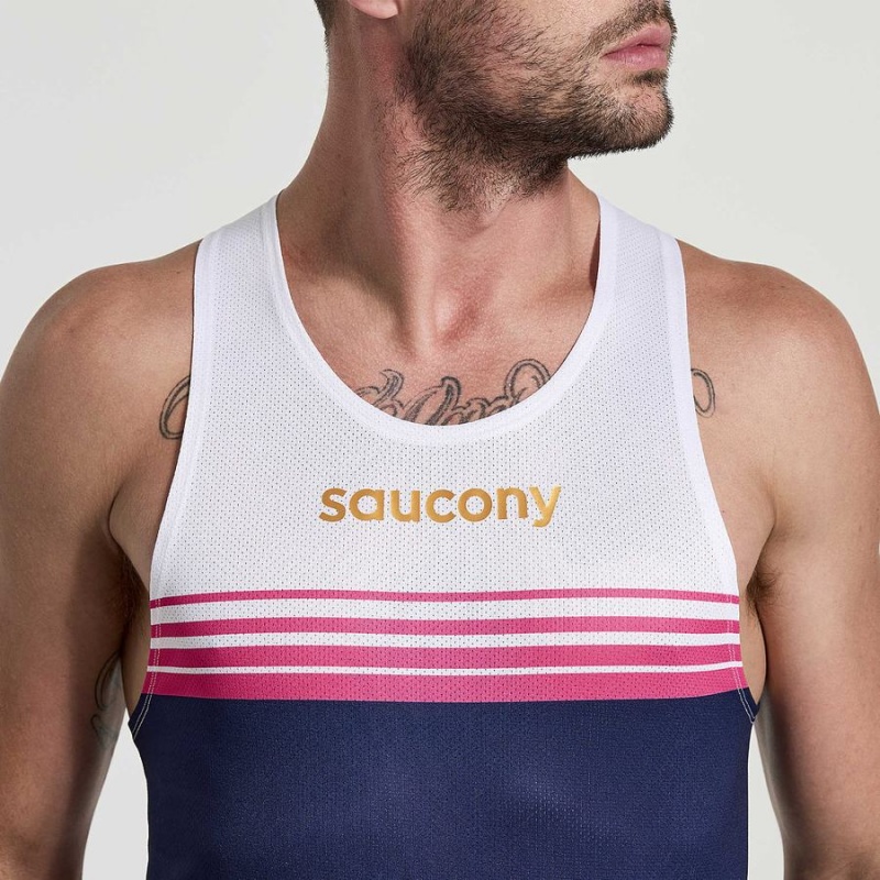 Saucony Elite Singlet Férfi Trikó Sötétkék | Hungary S10298-C15