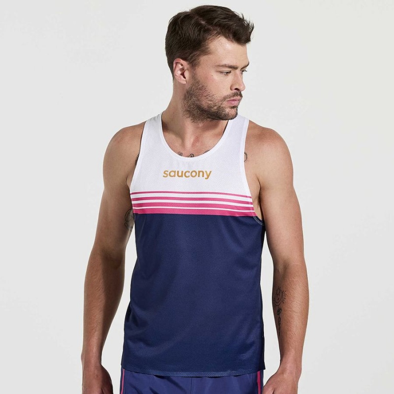 Saucony Elite Singlet Férfi Trikó Sötétkék | Hungary S10298-C15