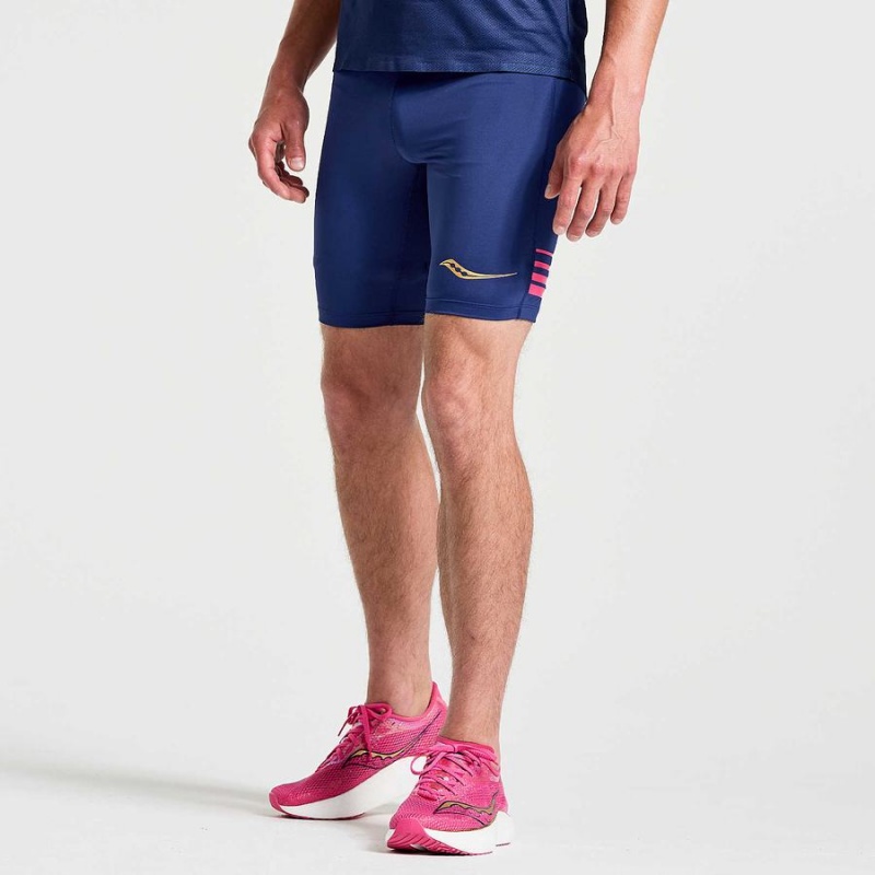 Saucony Elite Tight Férfi Rövidnadrág Sötétkék | Hungary S71904-Y04