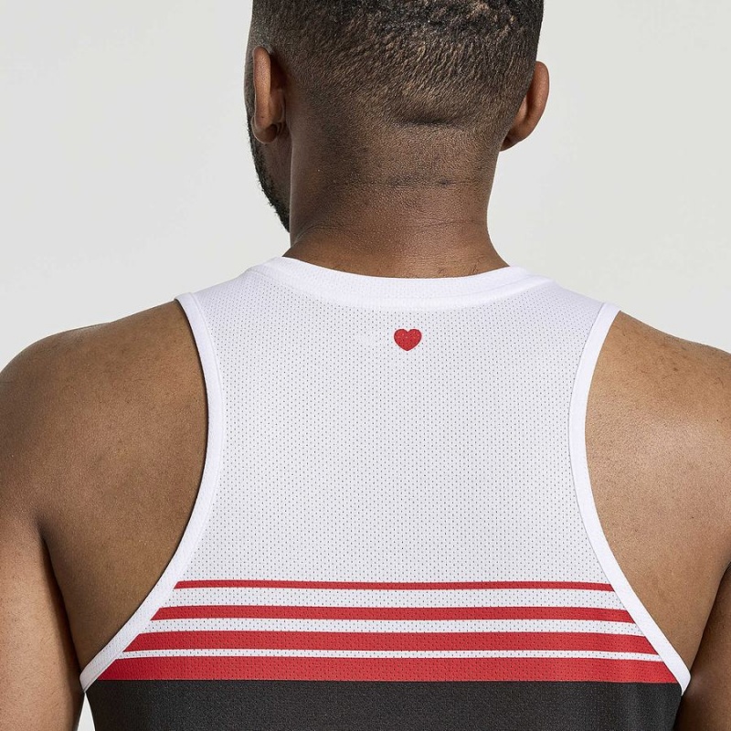 Saucony NYC Stopwatch Singlet Férfi Trikó Fehér Fekete | Hungary S15642-D75