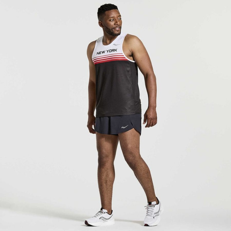 Saucony NYC Stopwatch Singlet Férfi Trikó Fehér Fekete | Hungary S15642-D75