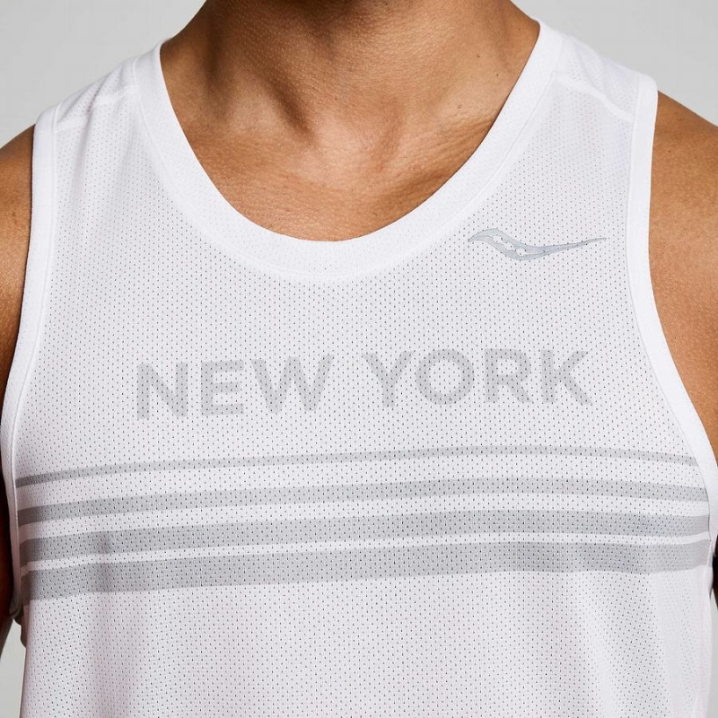 Saucony New York Stopwatch Singlet Férfi Trikó Fehér | Hungary S68930-K65