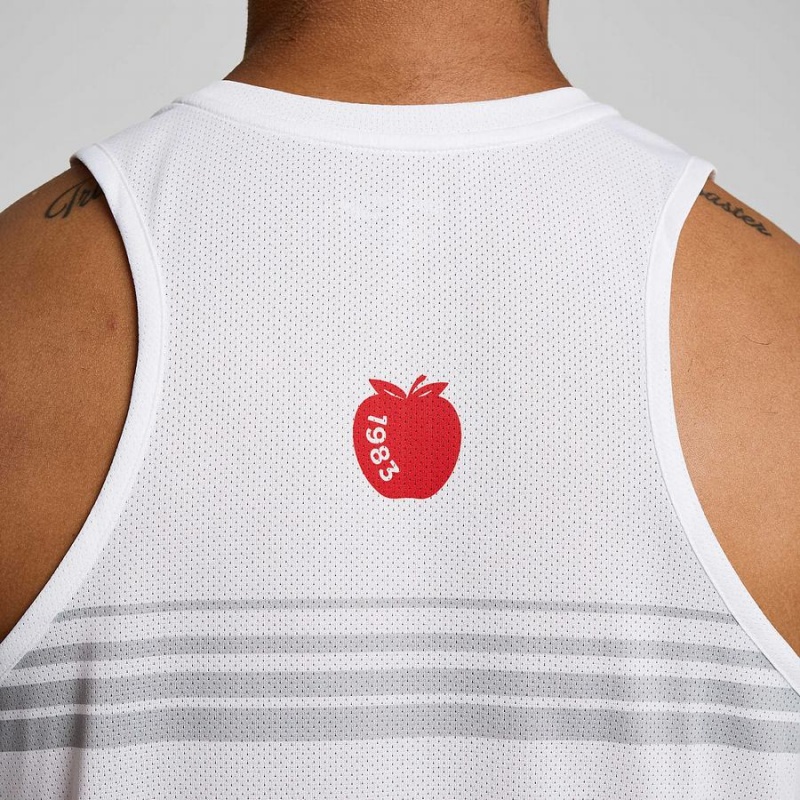 Saucony New York Stopwatch Singlet Férfi Trikó Fehér | Hungary S68930-K65