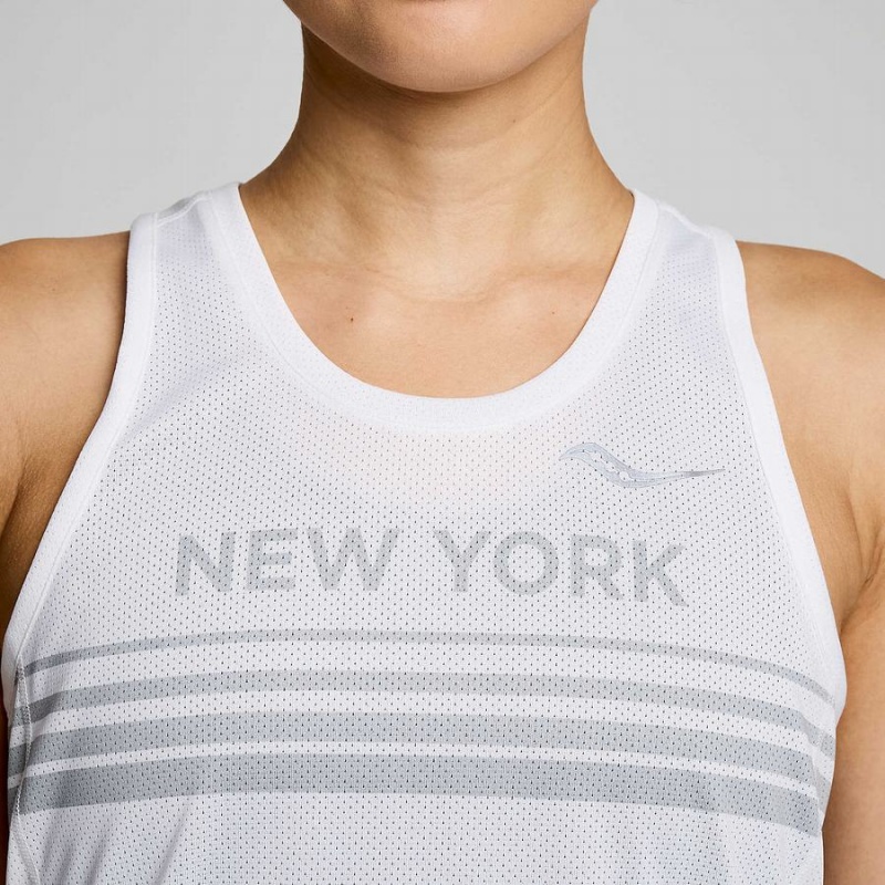 Saucony New York Stopwatch Singlet Női Trikó Fehér | Hungary S78365-X43