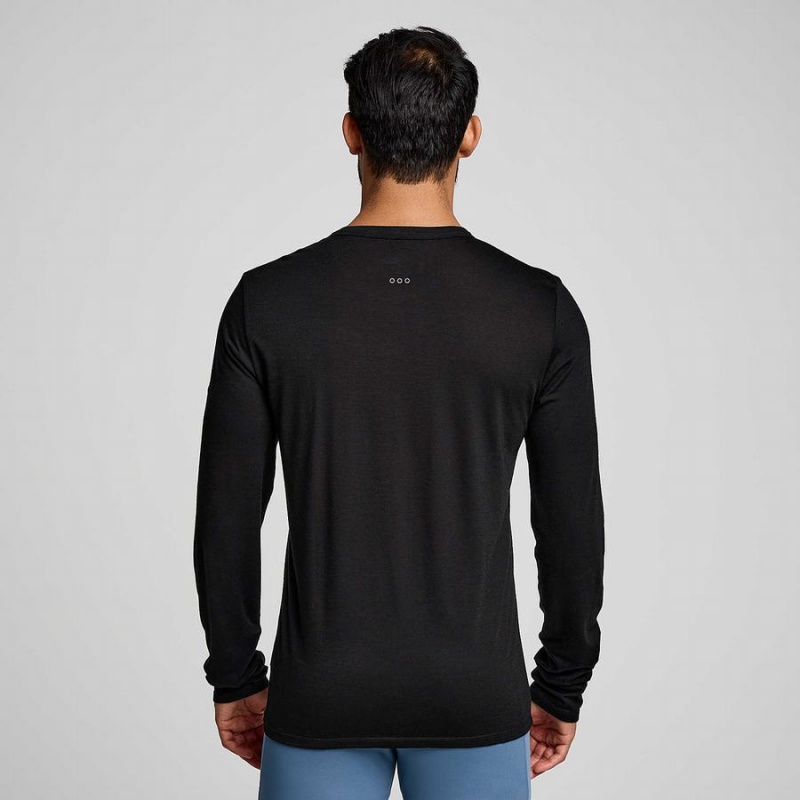 Saucony Peregrine Merino Long Sleeve Férfi Póló Fekete | Hungary S84962-H17