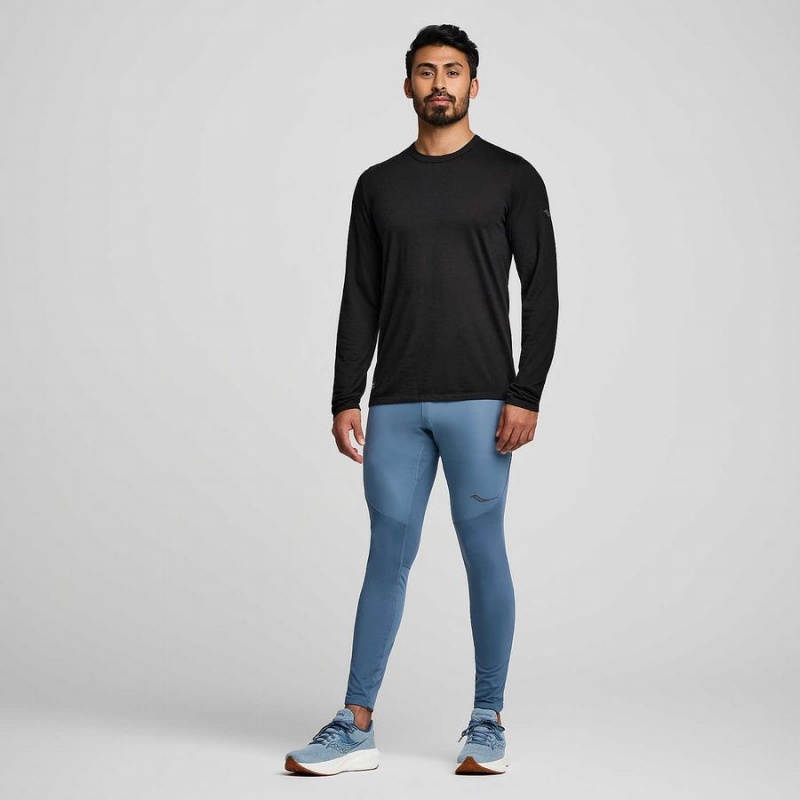 Saucony Peregrine Merino Long Sleeve Férfi Póló Fekete | Hungary S84962-H17