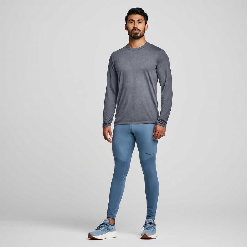 Saucony Peregrine Merino Long Sleeve Férfi Póló Kék | Hungary S62470-J42