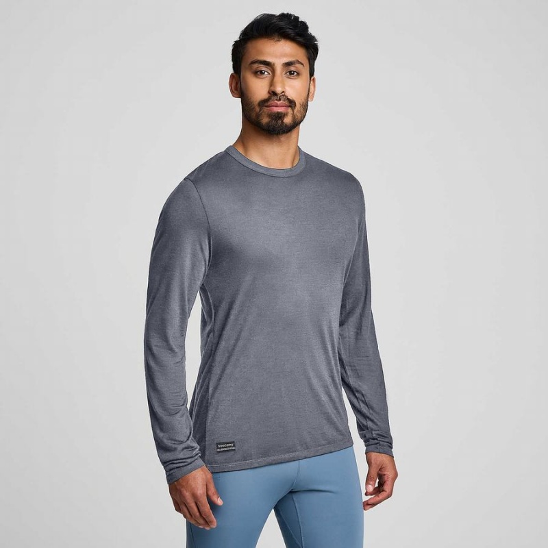 Saucony Peregrine Merino Long Sleeve Férfi Póló Kék | Hungary S62470-J42