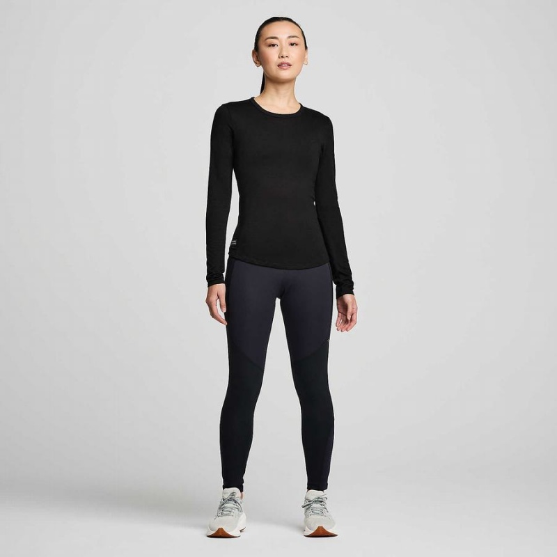 Saucony Peregrine Merino Long Sleeve Női Póló Fekete | Hungary S93082-M10