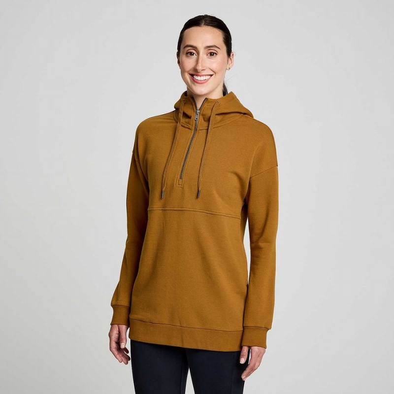 Saucony Recovery Zip Tunic Női Kapucnis Pulóver Barna | Hungary S35149-V86