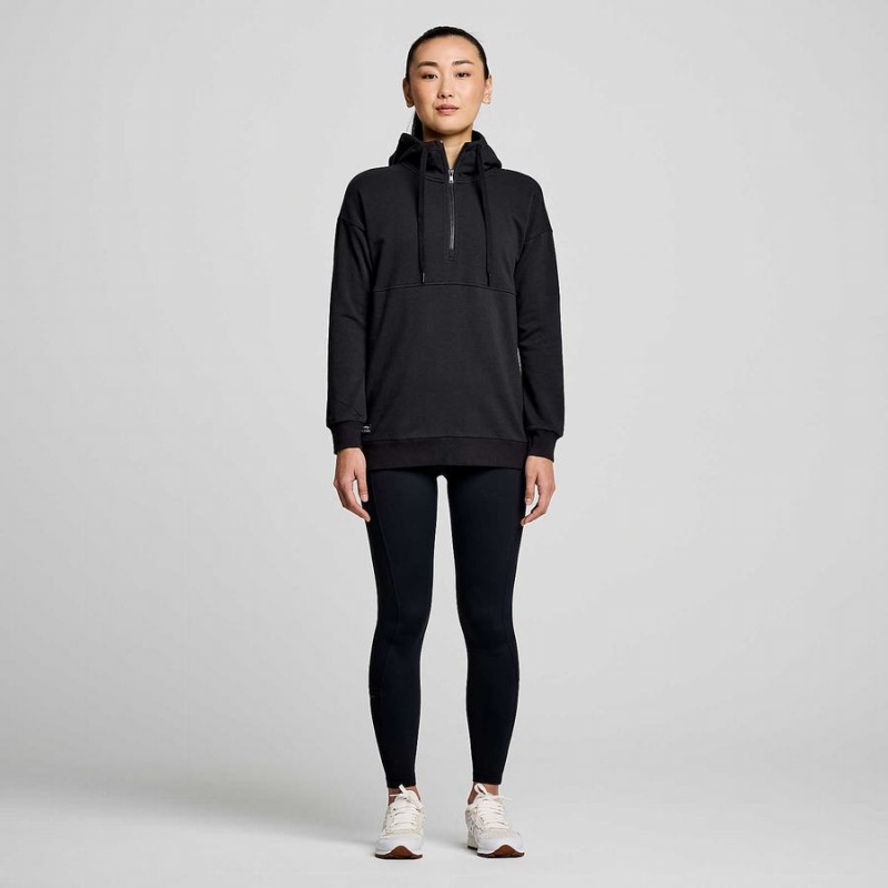 Saucony Recovery Zip Tunic Női Kapucnis Pulóver Fekete | Hungary S36912-B37