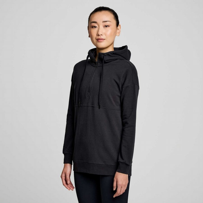 Saucony Recovery Zip Tunic Női Kapucnis Pulóver Fekete | Hungary S36912-B37