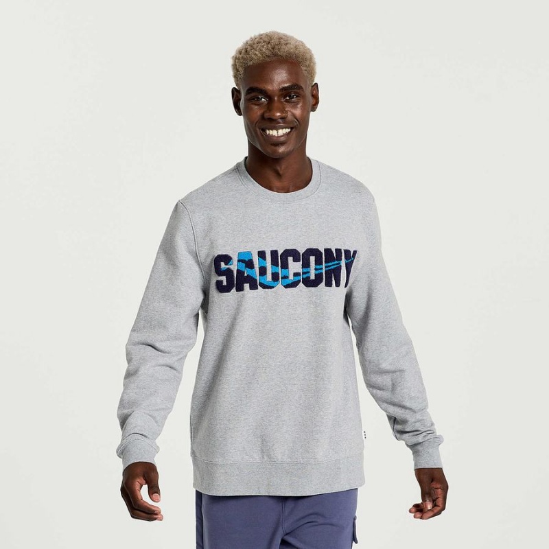 Saucony Rested Crewneck Férfi Pulóver Világos Szürke | Hungary S20896-B48