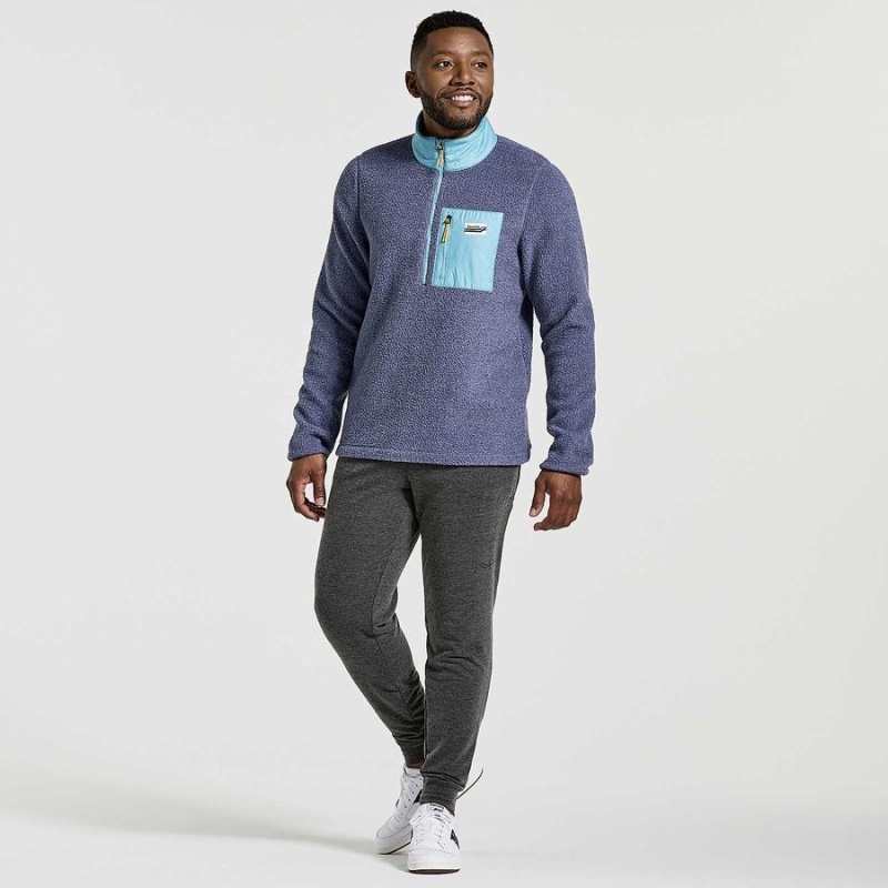 Saucony Rested Sherpa 1/4 Zip Férfi Felsők Sötétkék | Hungary S38407-S20