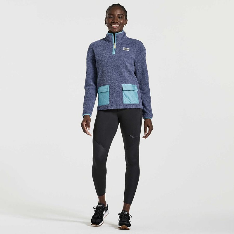 Saucony Rested Sherpa 1/4 Zip Női Felsők Sötétkék | Hungary S51238-F05