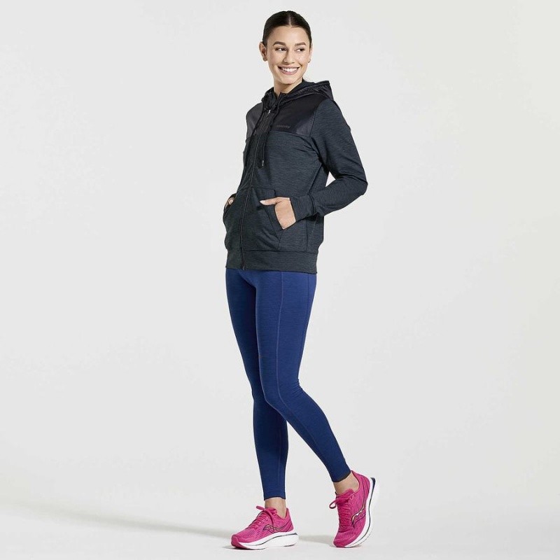 Saucony Solstice Zip Hoody Női Felsők Fekete | Hungary S58437-H60