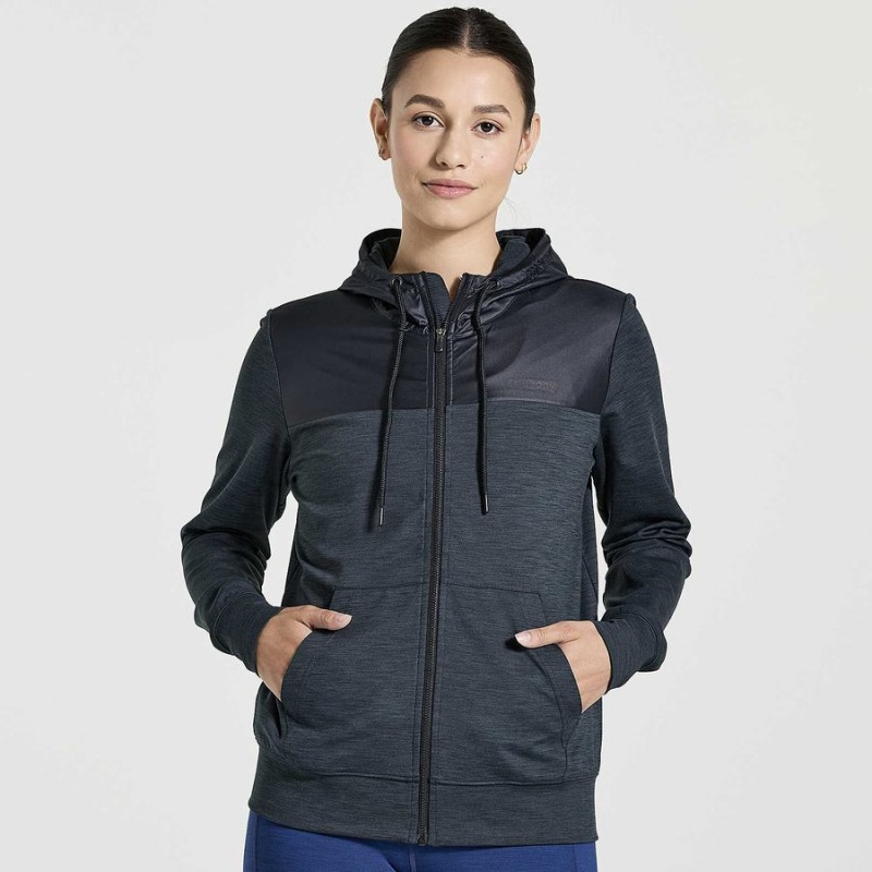 Saucony Solstice Zip Hoody Női Felsők Fekete | Hungary S58437-H60