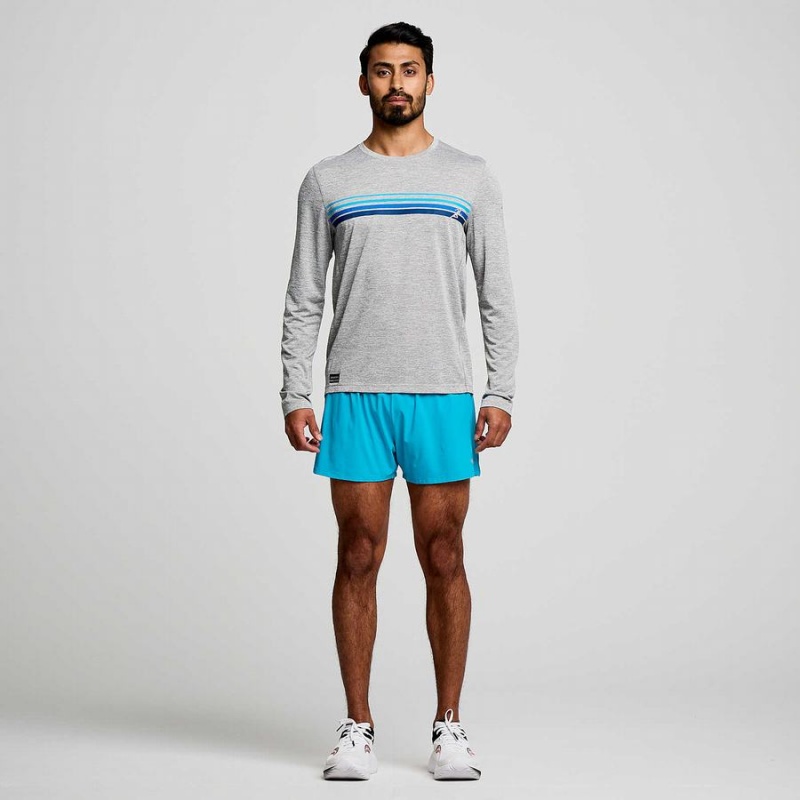 Saucony Stopwatch Grafika Long Sleeve Férfi Póló Világos Szürke | Hungary S87510-E84