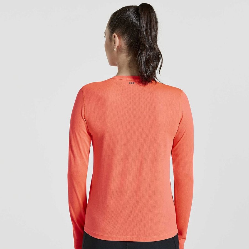 Saucony Stopwatch Grafika Long Sleeve Női Póló Piros | Hungary S59043-F42