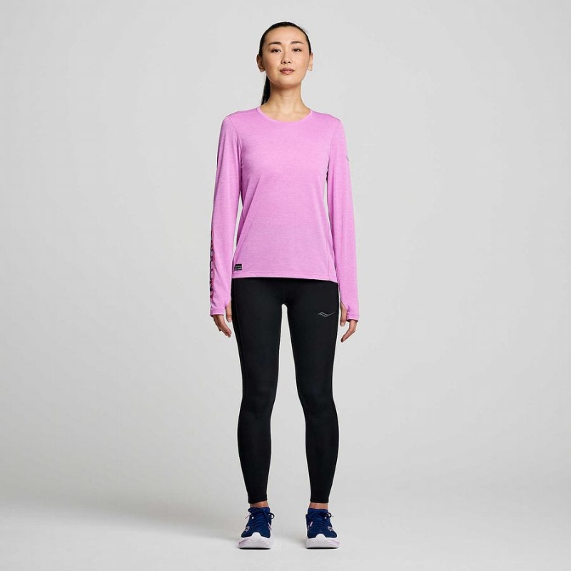 Saucony Stopwatch Grafika Long Sleeve Női Póló Lila | Hungary S90356-J64