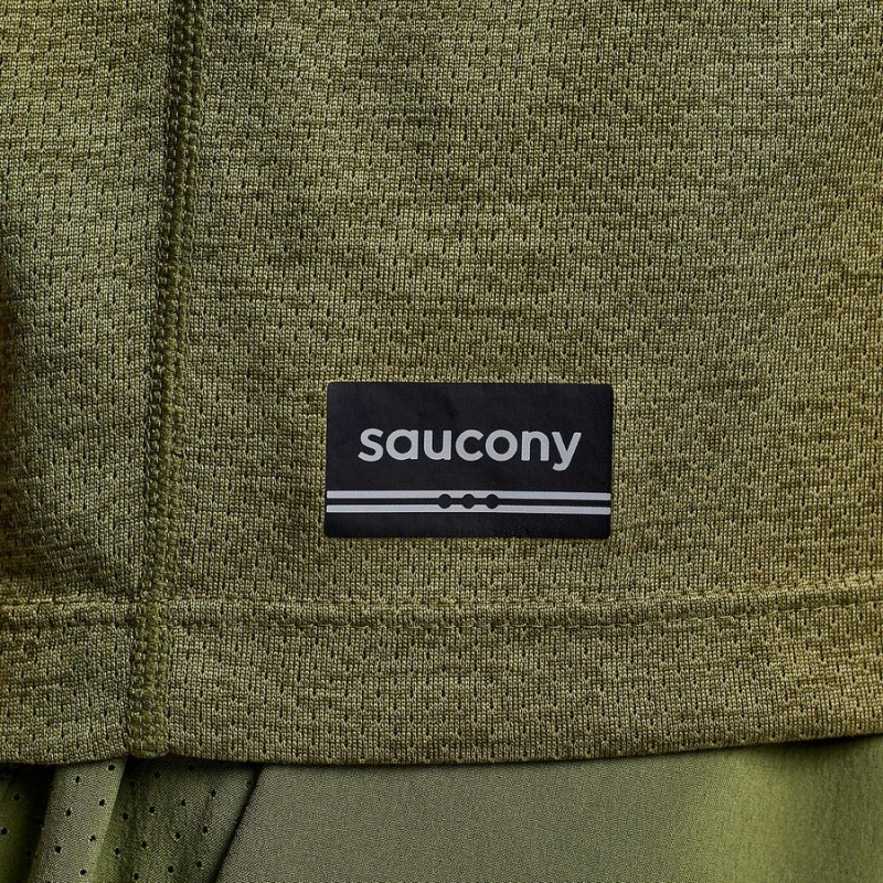 Saucony Stopwatch Grafika Rövid Sleeve Férfi Póló Khaki | Hungary S60754-T24