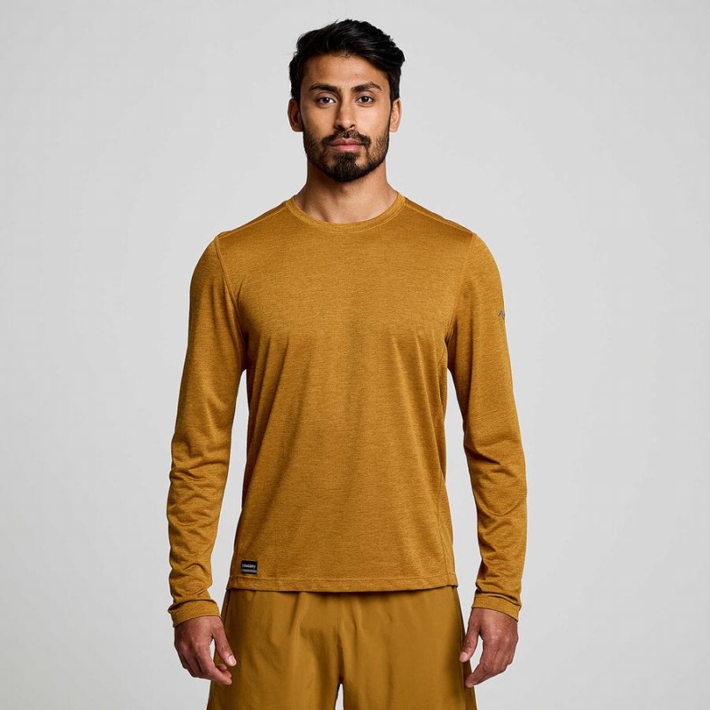 Saucony Stopwatch Long Sleeve Férfi Póló Barna | Hungary S80274-M53