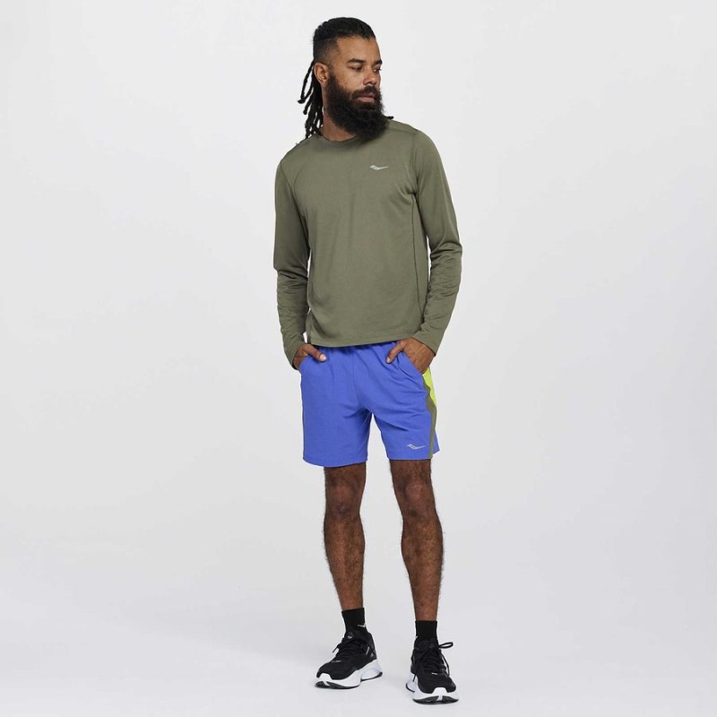 Saucony Stopwatch Long Sleeve Férfi Póló Khaki | Hungary S54697-K15