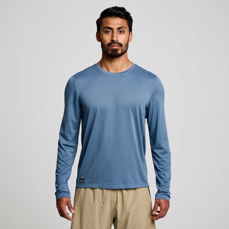 Saucony Stopwatch Long Sleeve Férfi Póló Kék | Hungary S85439-N26